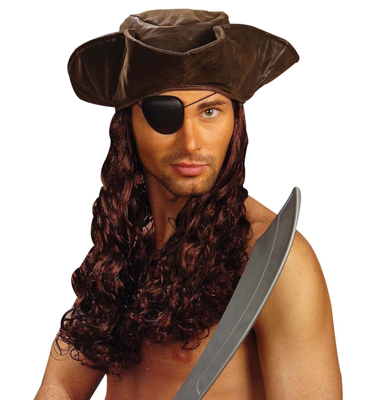Cappello Tricorno da Pirata con Capelli