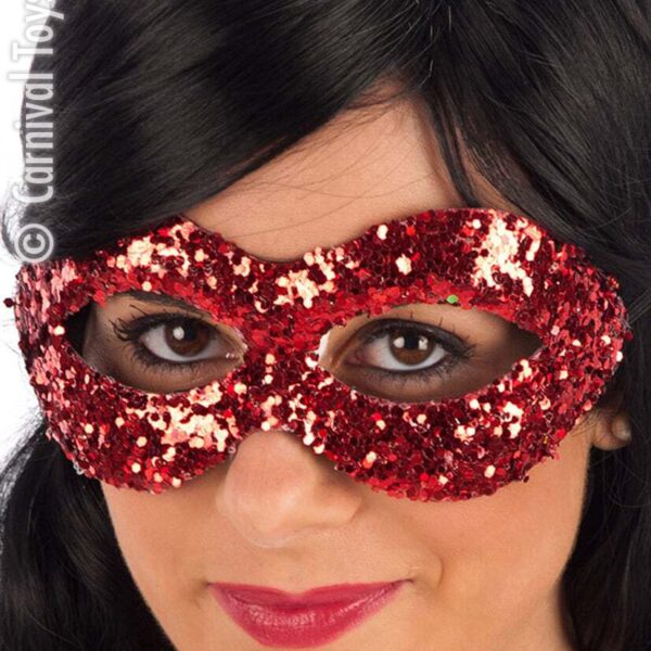 Maschera Rossa Pailettes in Plastica