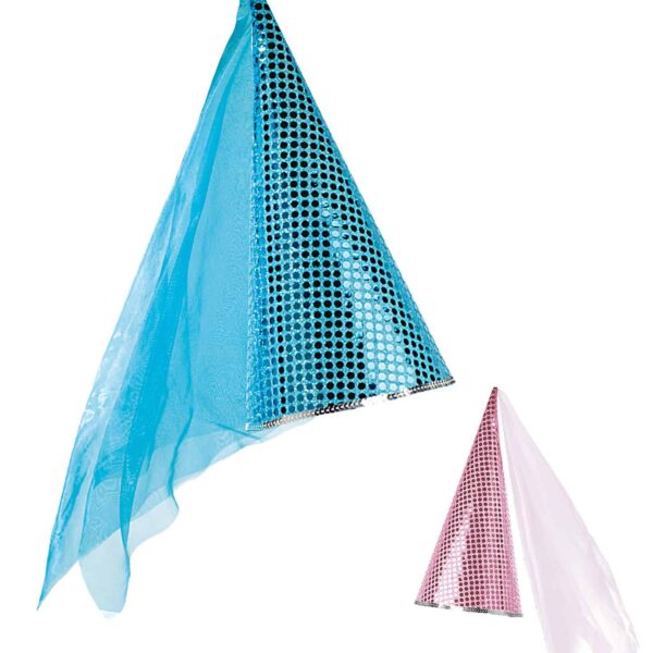 Cappello da Fata Rosa o Azzurro con Paillette