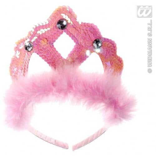 Corona in Pailettes con Boa Rosa