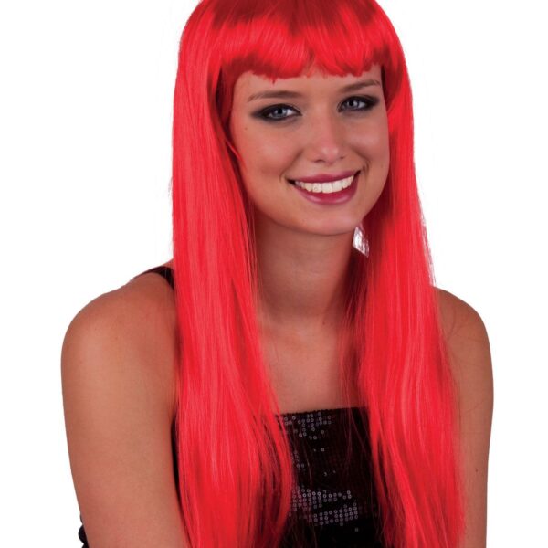 Parrucca Rossa Liscia Lunga con Frangia