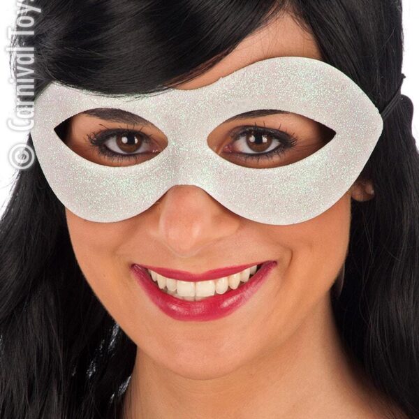 Maschera Bianca Glitter in Plastica