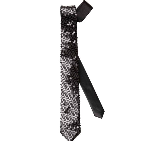 Cravatta Nero in Raso e Paillettes