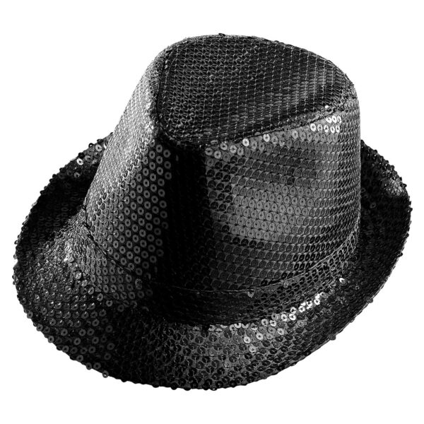 Cappello da Gangster Nero in Paillette