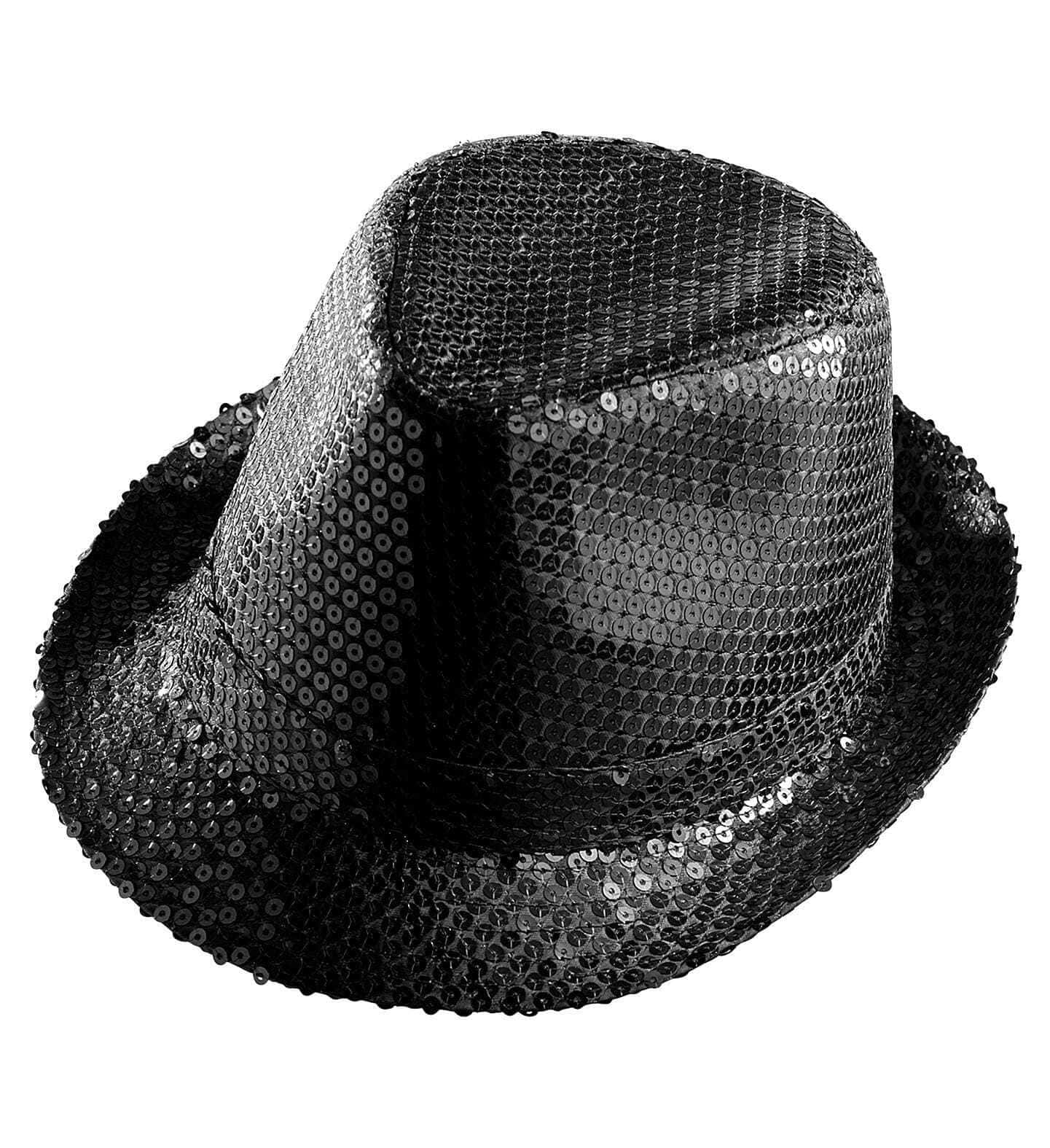 Cappello da Gangster Nero in Paillette