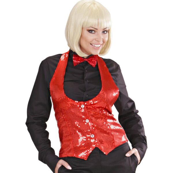 Gilet Rosso con Paillette