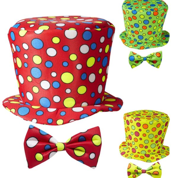 Cilindro da Clown con Papillon Colori Assortiti