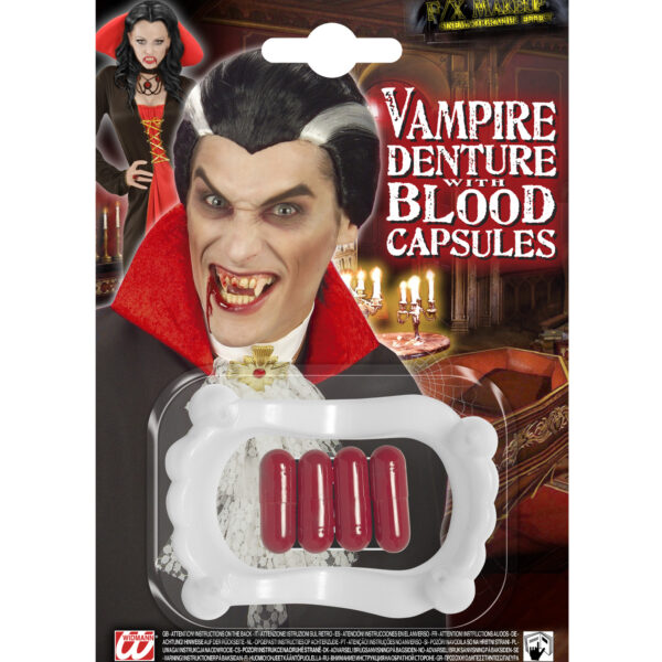 Denti da Vampiro con Sangue
