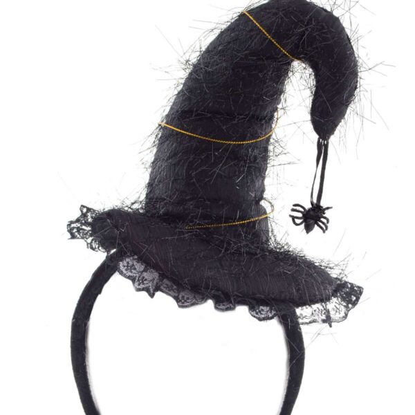 Mini Cappello Nero da Strega con Ragno