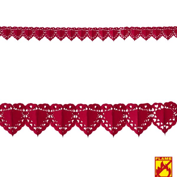Festone in Carta con Cuori Rossi Decorati