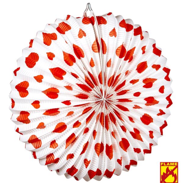 Festone Rosone Bianco con Cuori Rossi