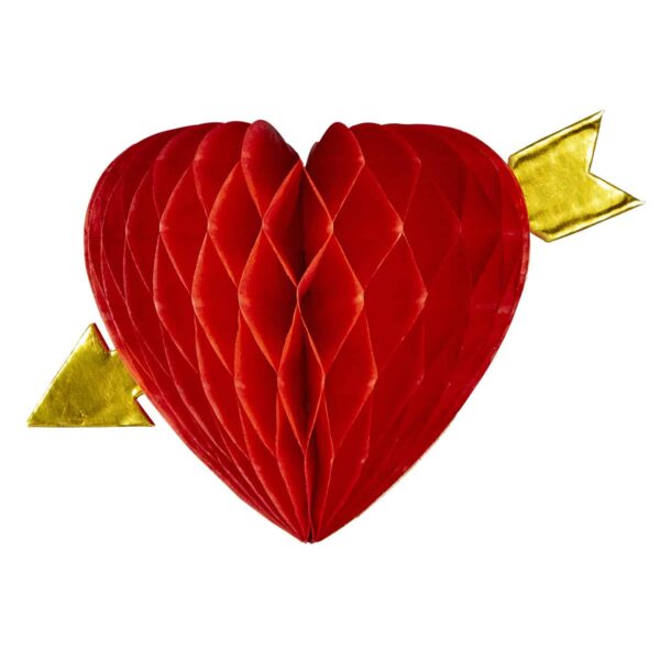 Cuore a Nido d'Ape Rosso con Freccia