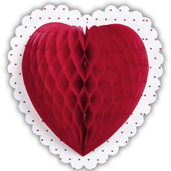 Cuore a Nido d'Ape Bianco e Rosso