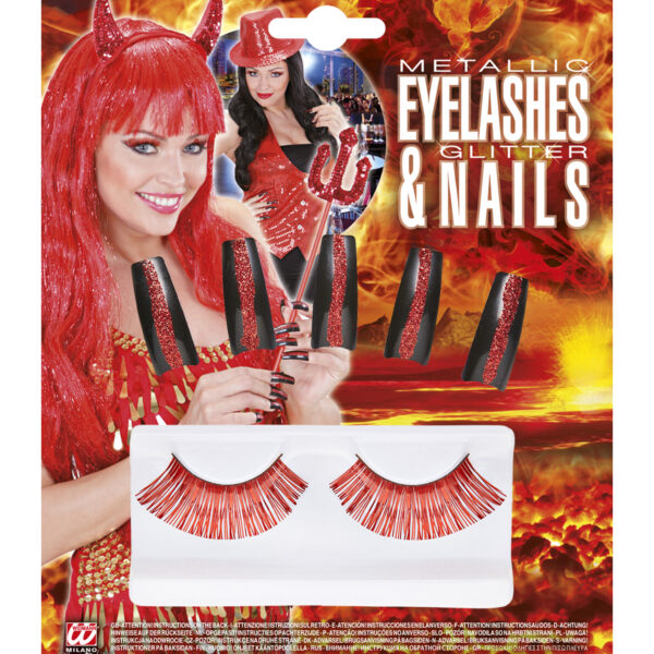 Set Ciglia Finte Rosse e Unghie