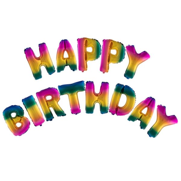 Palloncino Mylar Multicolore Scritta Happy Birthday