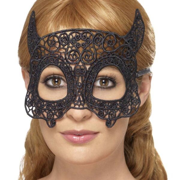 Maschera da Diavolo Nera in Merletto