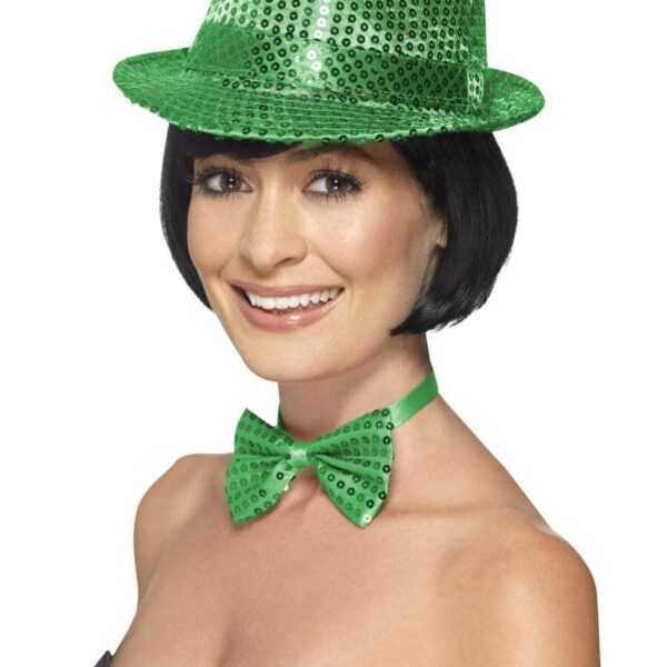 Cappello da Gangster Verde in Paillette