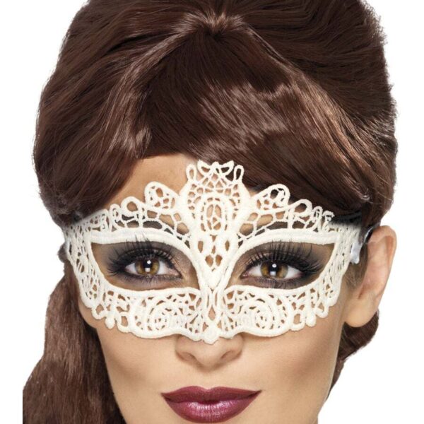 Maschera Veneziana Bianca in Pizzo
