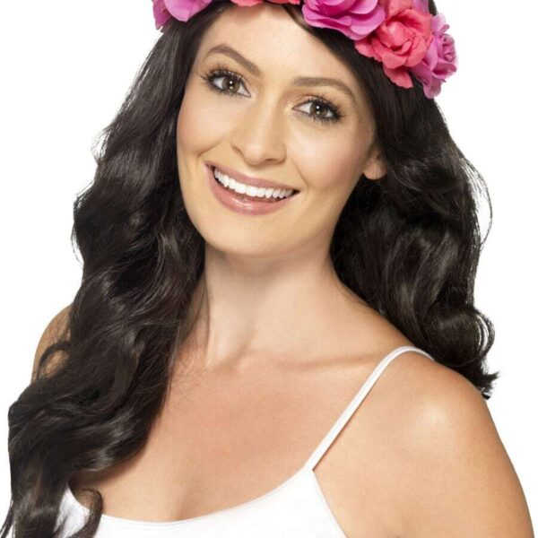 Fascia per Capelli con Fiori Rosa