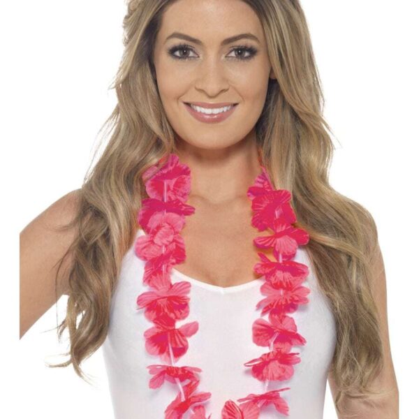 Collana Hawaiana Rosa Neon