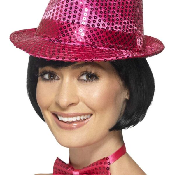 Cappello da Gangster Rosa in Paillette