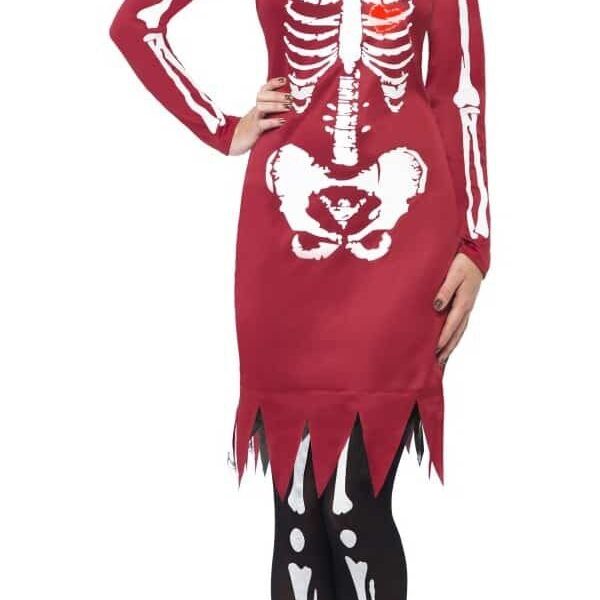 Costume da Sexy Scheletro Rosso a Led