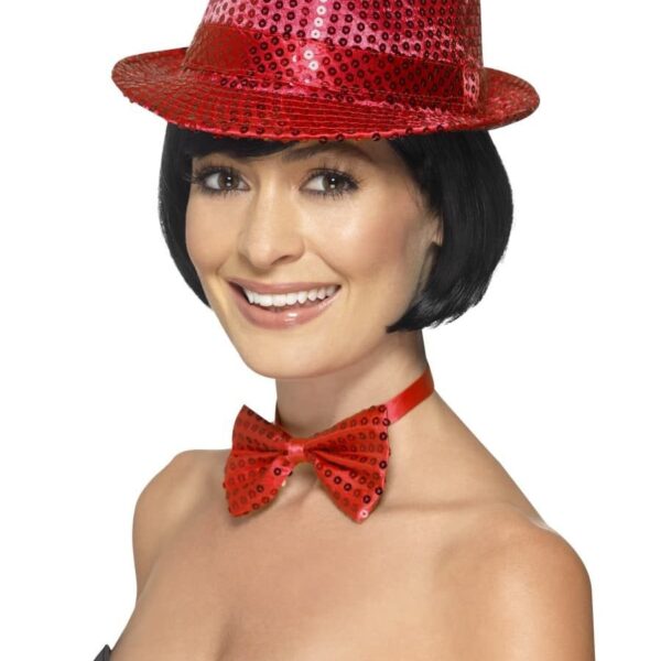 Cappello da Gangster Rosso in Paillette