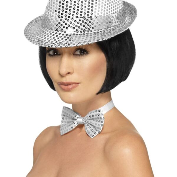 Cappello da Gangster Argento in Paillette