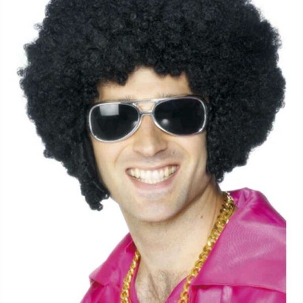 Parrucca Afro nera con basette