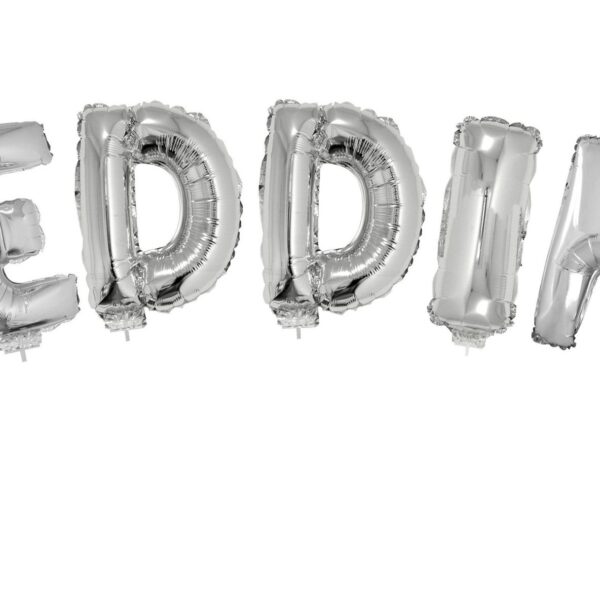 Palloncino Mylar Argento Scritta Wedding