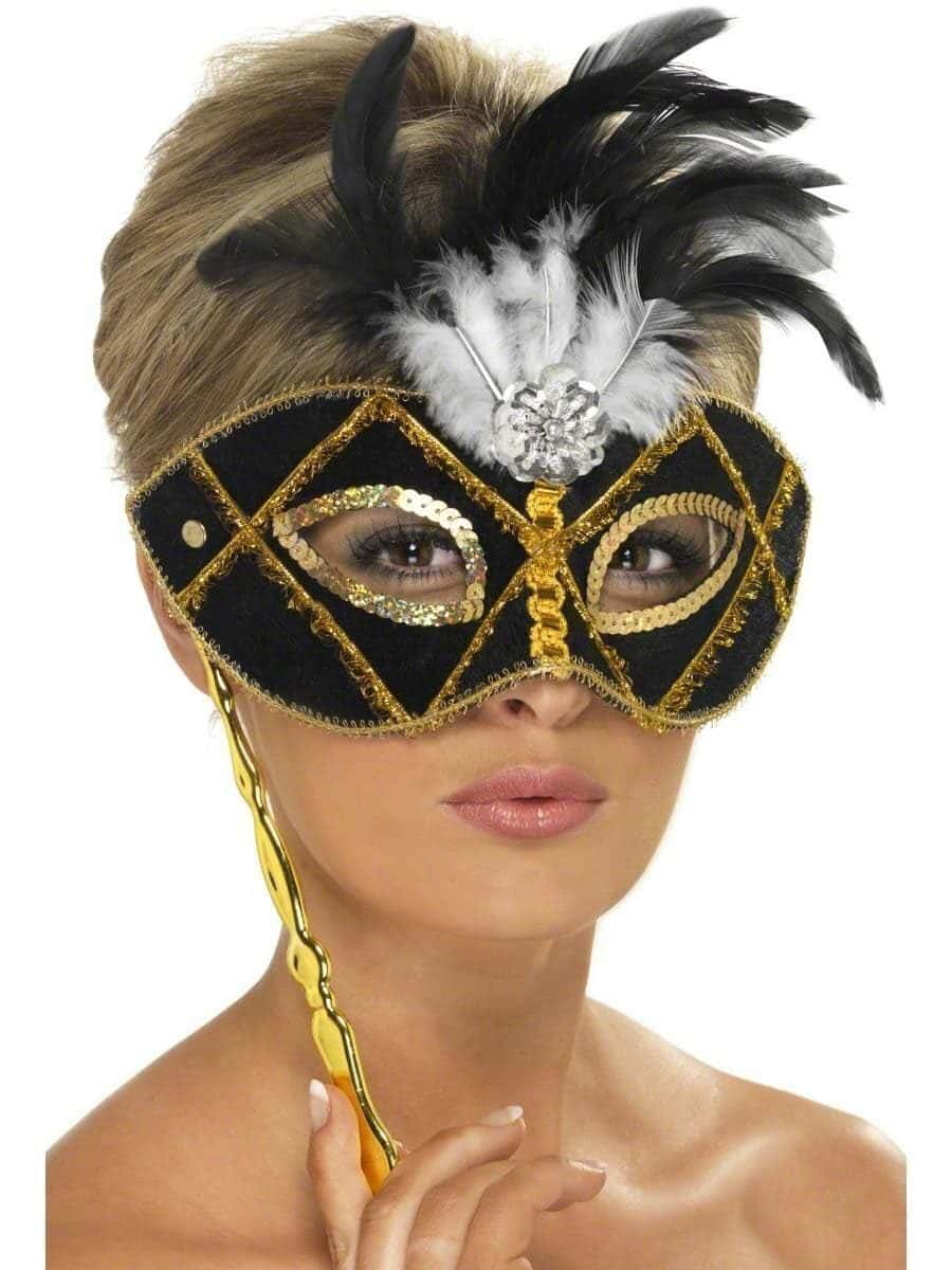 Maschera Domino Nera e Oro Gotica