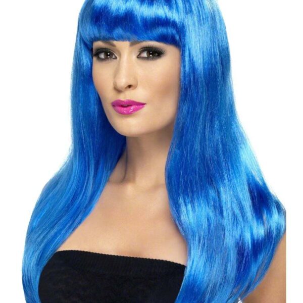 Parrucca Blu Lunga Liscia