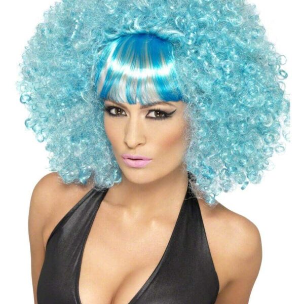 Parrucca Azzurra Afro da Pop Star