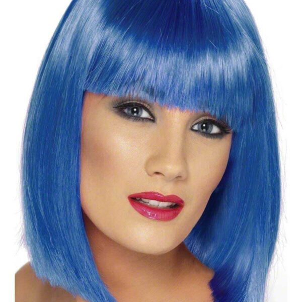 Parrucca Blu Media con Frangia