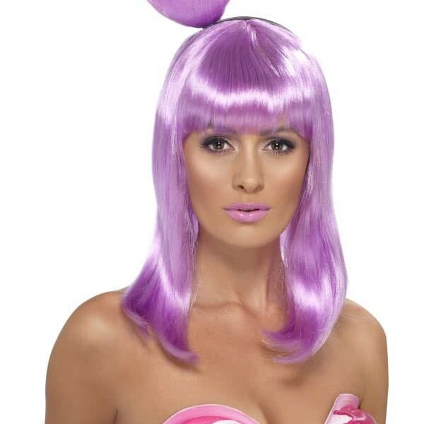 Parrucca Rosa Liscia con Cuore