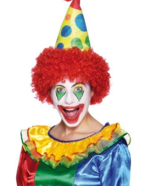 Cappello a Cono da Clown con Parrucca