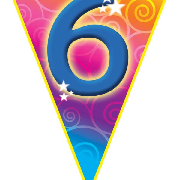 Folat Festone Bandierine 6° Compleanno Happy Bday Dots - 10 Metri Di Ghirlanda In Plastica Multicolore