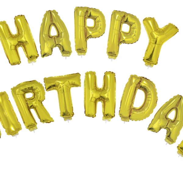 Palloncino Mylar Oro Scritta Happy Birthday