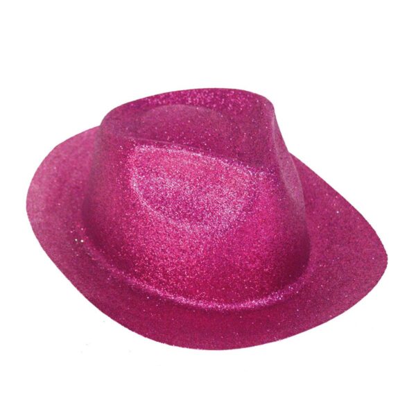 Cappello da Gangster Fucsia Glitter in Plastica