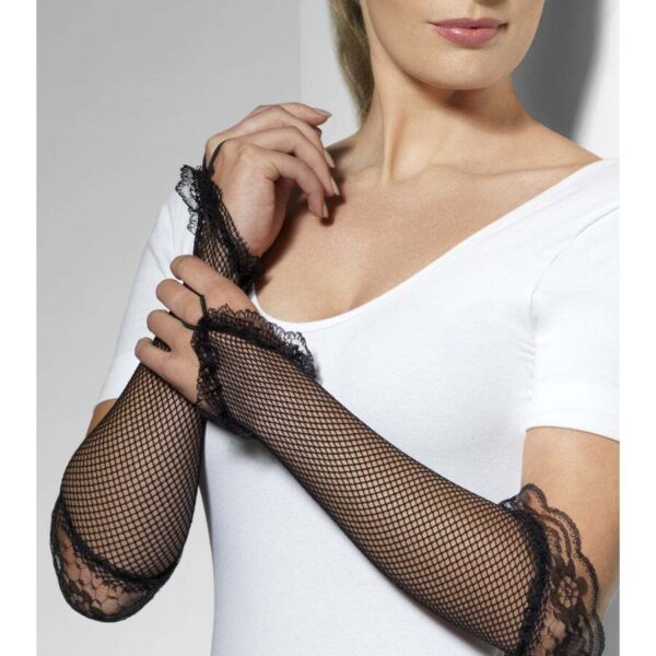 Guanti Neri in Pizzo con Frangette