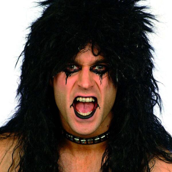 Parrucca Nera da Kiss Hard Rocker