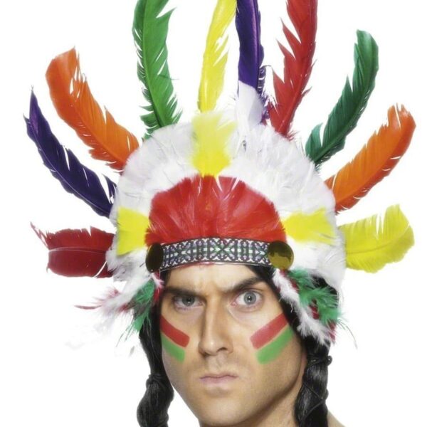 Copricapo Indiano Multicolore corto