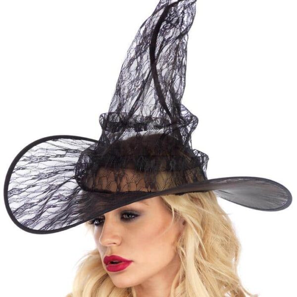 Cappello Nero in Pizzo Largo da Strega