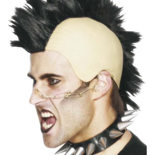 Parrucca Nera con Cresta da Punk