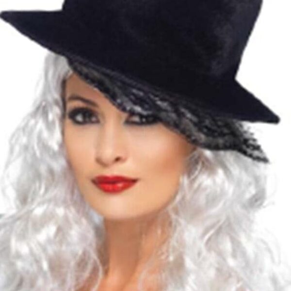 Cappello a Cilindro Nero con Merletto
