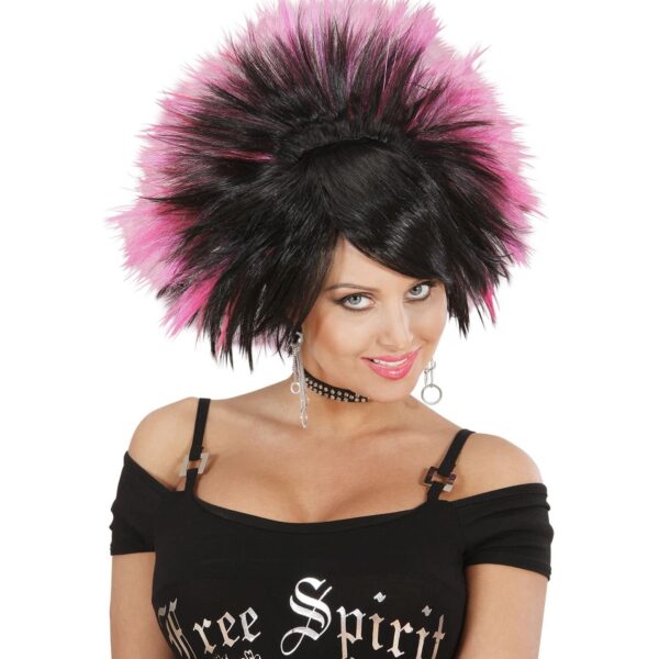 Parrucca Rocker Nera e Rosa