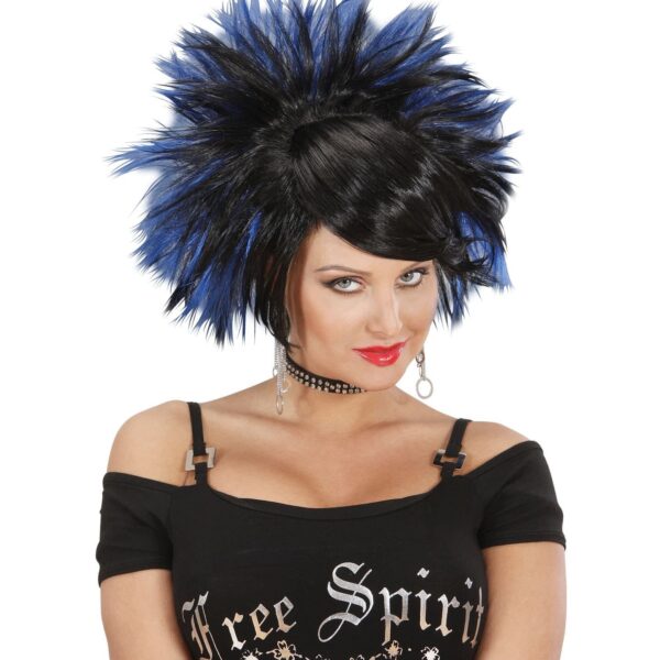 Parrucca Rocker Nera e Blu
