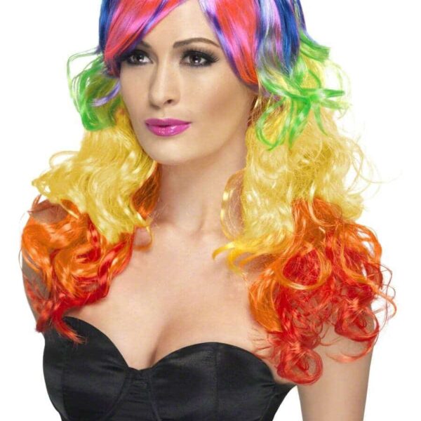 Parrucca Arcobaleno Multicolore Mossa