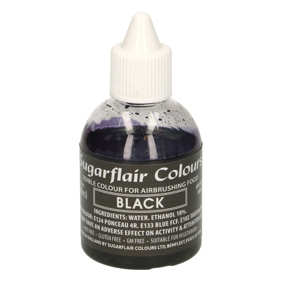 Sugarflair - Colorante per Aerografo Nero 60 Ml