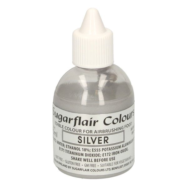 Sugarflair - Colorante per Aerografo Argento 60 Ml